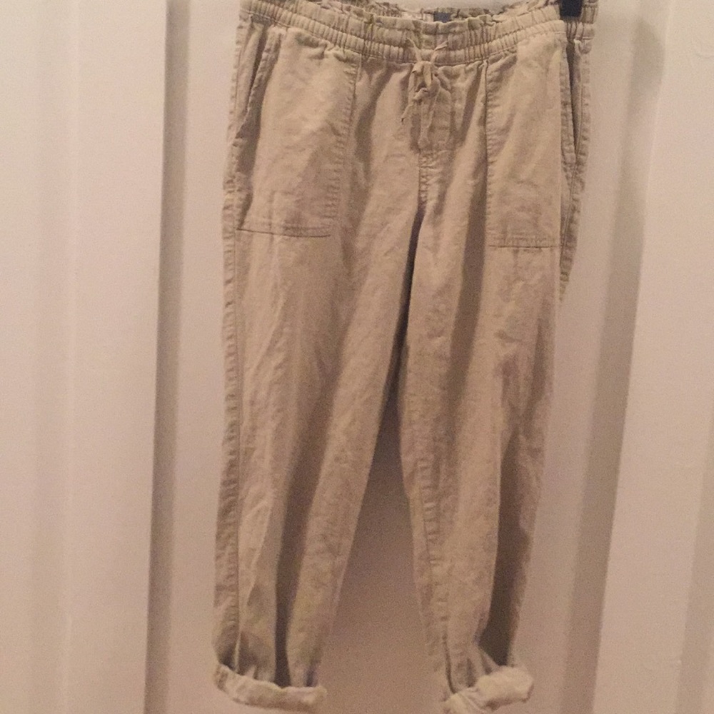 Tan linen capris